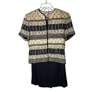 Papell Evening 100% Silk Jacket And Skirt Set 6p